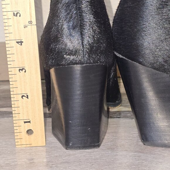 ASOS SO:SO Black Faux Pony Hair Pointed Toe Block Heel Ankle Boots Size 9 (UK 7) - Picture 6 of 6